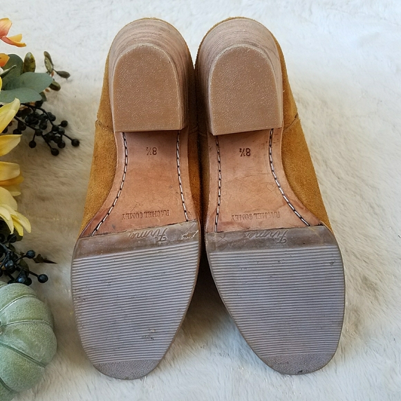 Rachel Comey Mars Nubuck Suede Leather Stack Heel Camel Ankle Booties - Picture 2 of 10